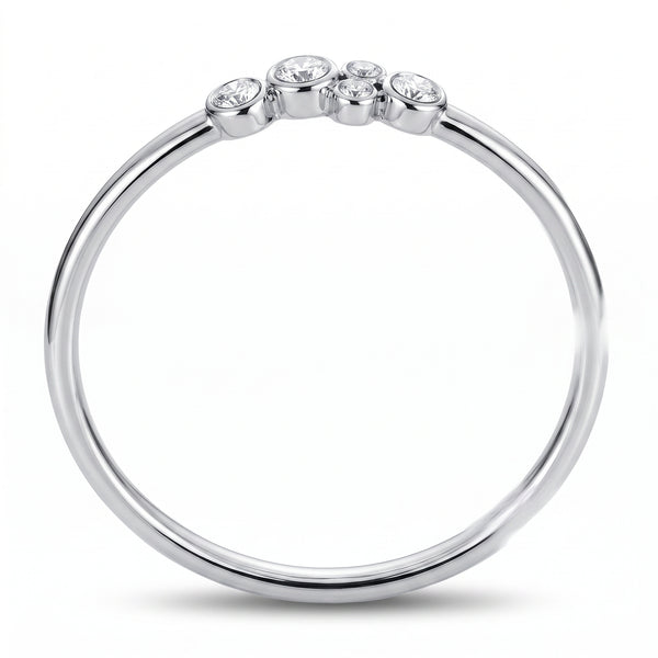 A silver bangle with round-cut diamonds set in a cluster row at the top, shown against a plain white background.